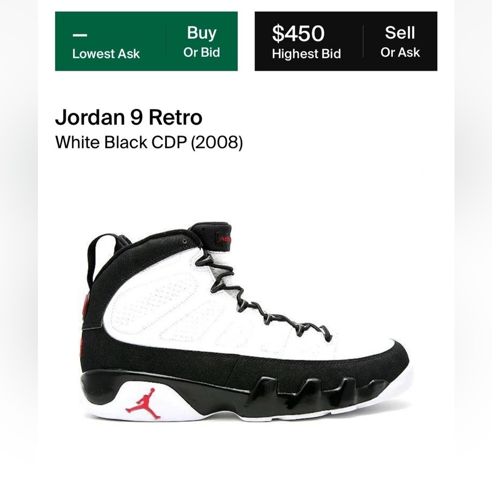 Air Jordan 9 Retro White & Black Sz. 6.5 Youth & Mens / 8 Women’s - Picture 8 of 10